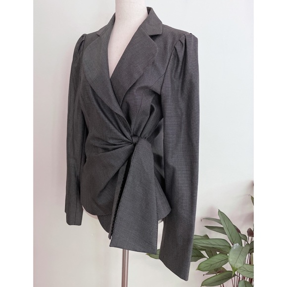 EUC Armani Collezioni Side Bow Wrap Tie Pattern Blazer Jacket 10 Made in Italy - Picture 9 of 11